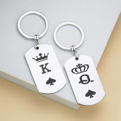 China Classic Lovers Valentine's Day King/Queen Forever Love Two-petal Stainless Steel Fashion Key Chain Bag Valentine's Day Pendant Gift for sale