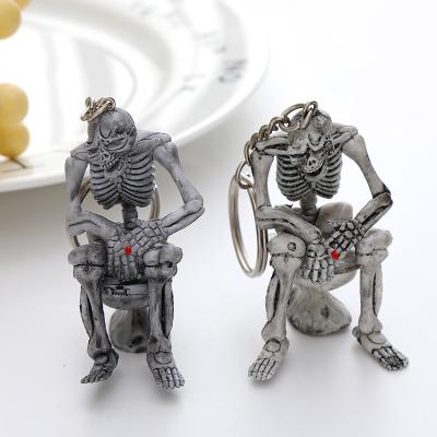 China New Classic Fake Key Chain Halloween Toilet Ghost Key Chain Halloween Toilet Ghost Gift Bag Accessories Pendant for sale