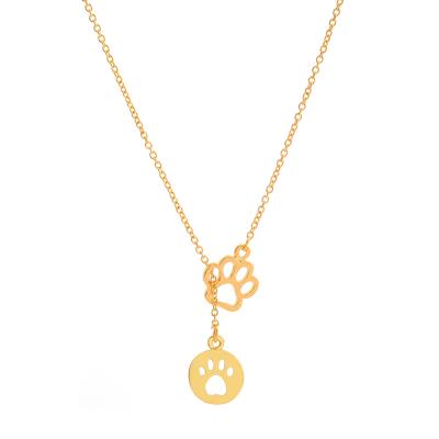 China Popular Choker Necklace Chain Gold Silver Charms Cat Dog Pets Paw Prints Pendants Lasso Necklace Jewelry For Woman Gifts for sale