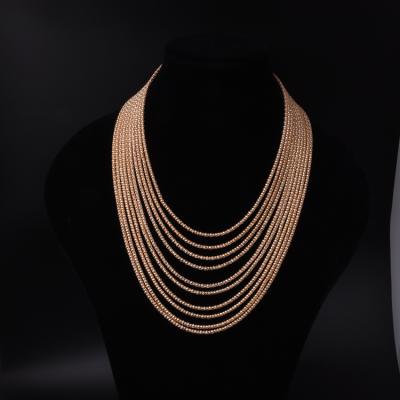 China Fashion Yongze Vintage Multilayer Gold Chain Necklace Designs In 3 Grams for sale