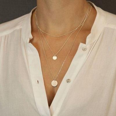 China YongZe Classic Simple Jewelry Tasty Small Disc Pendant Necklace XL012 for sale