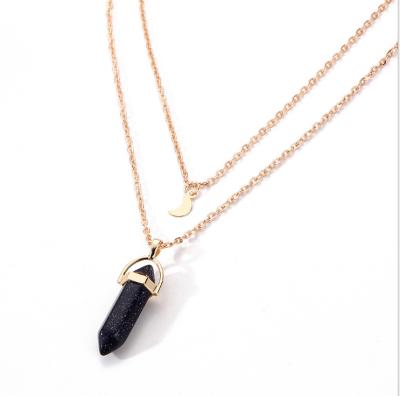 China Yongze Fashion Moon Metal Chain Thin Necklace and Stone Pendant Necklace for Women for sale