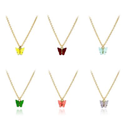 China New Sale 2020 New Gift Small Butterfly Shape Alloy Resin Necklace Material Hot Popular Creative All-match Fashion Adjustable Necklace for sale