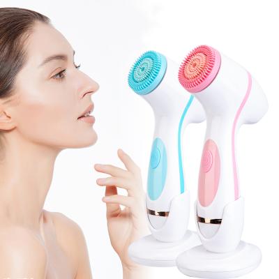 China DEEP CLEANING Washing Trimming Machine with 3 Brush Heads Silicone Brush Rechargeable Electric Facial Cleansing Brush USB Deep Pore Cleaning Machine for sale