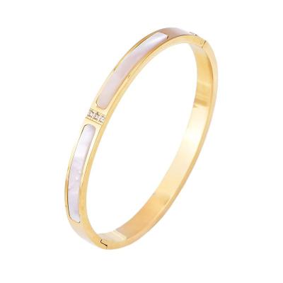 China Custom Stainless Steel Non-fading Bracelet With Zirconia 18K Gold Plated Lightweight Design Style Luxury Jewelry For Women for sale