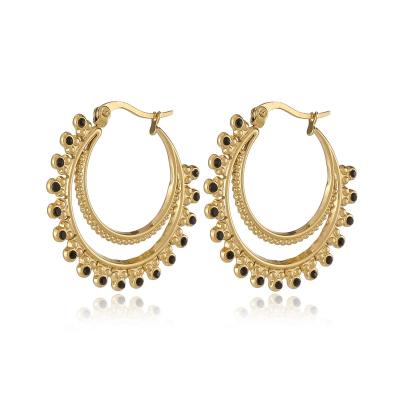 China FASHIONABLE geometric round gold plated 316L suitable for women's gifts stainless steel jewelry personalized earrings for sale