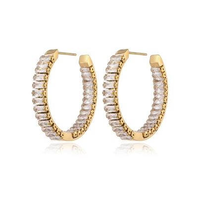 China CLASSIC Round Hypoallergenic Stainless Steel 18K Stainless Steel Jewelry Fashion Personality Geometric Gold Plated Earrings for sale