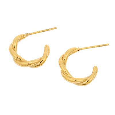 China Comfort Fit New Geometric Twist Gold Plated 18K Stainless Steel Jewelry Fashion Earrings for sale