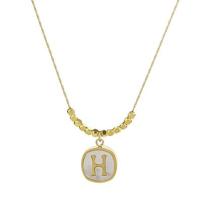 China Fashion TRENDY Hot Selling French Stainless Steel H Letter Necklace 18K Gold Plated Top Design Jewelry For Women for sale