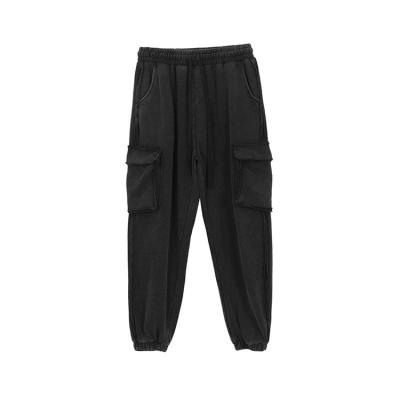 China Anti-wrinkle Fashion Jogger Washed Pants 350g Cotton Fleece Pants Custom Logo Men Sport Tracksuit for sale