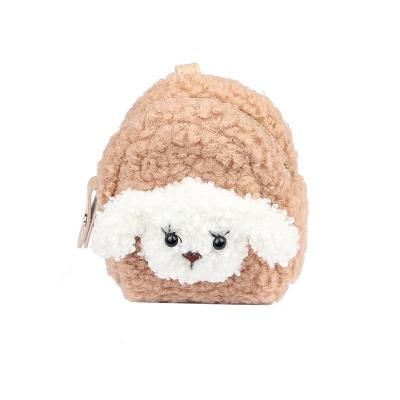 China New Winter Puppy Plush Coin Wallet Lady Plush Lamb Gift Key Chain Cute Creative Earphone Package for sale