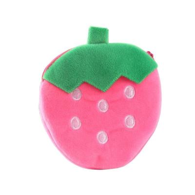 China New Custom Logo Strawberry Plush Stuffed Animal Crossbody Coin Purse Key Bag Baby Key Chain Bag for sale