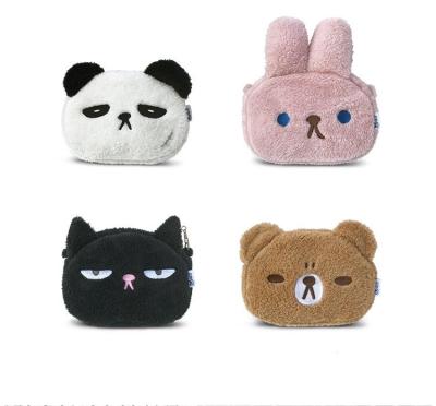 China New Cute Plush Cartoon Plush Embroidered Bag Animal Expression Body Bag Student Wallet Mobile Phone Cross Bag for sale