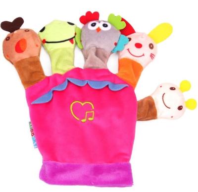 China Plush finger puppets set with 5 animal hand puppets and 20 animal finger puppets, animal plush toys gifts for kids for sale