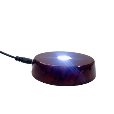 China Wholesale Fashion Electric Round Cherry Lacquer Finish Decorative Wood Led Light Base for sale