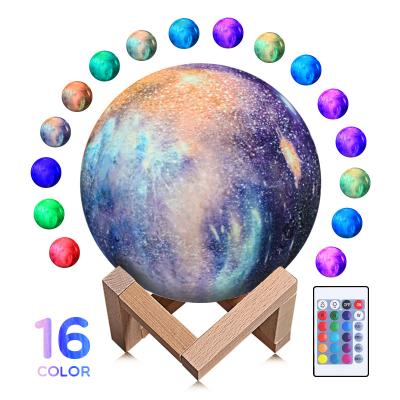 China Modern Painting Colorful Sky 3d Printing Moonlight INS Small Gift Moon Star Night Light for sale