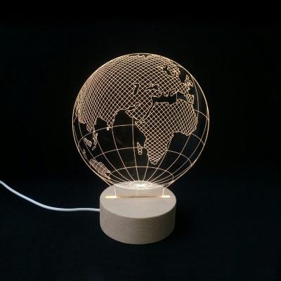 China BOSHI Eco-friendly Wooden Table Led Night Light Base 3D Globe Lamp Base For 3D Illusion Night Light for sale