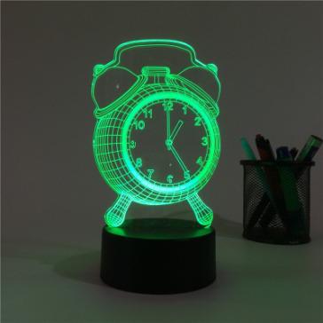 China Eco-Friendly BOSHI Clock Lamp 3D Illusion LED Night Light 7 Colors Changing Desk Light Plastic Base for sale