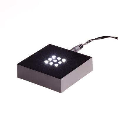 China Europe popular small square plastic black white 9 lights led light for displaying crystal glass products for sale