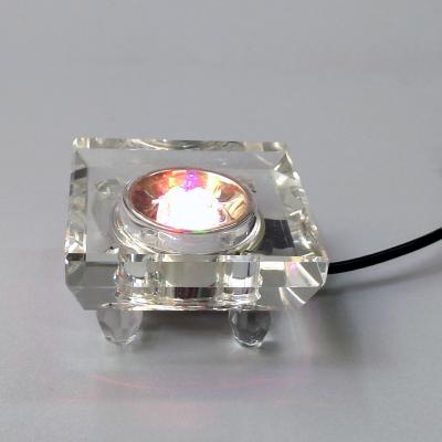 China Glass Square Clear Crystal Led Light Base For Centerpieces for sale