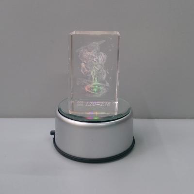 China Wholesales mirror round silver plastic spinning led light crystal slide display stand for sale