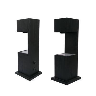 China Supermarket New Arrival Square Black Wooden Led Pillar Lamp Stand For 3D Crystal Display for sale