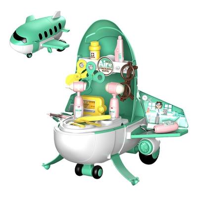 China Plastic 2 in 1 Educational Doctor Plane Medical Toy Set Hospital Doctor Toy Set Preschool Toy Plastic Airplanes for sale