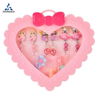 China Hot Selling Plastic Girls Beauty Sets Exquisite Various Styles Cartoon Earring Girl Jewelry Box for sale