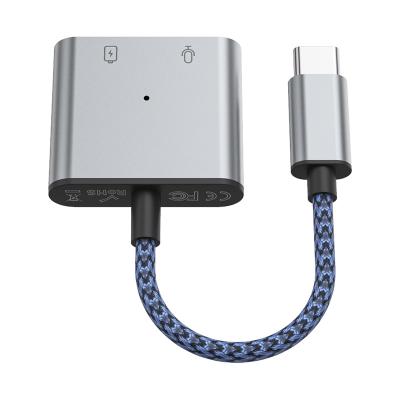 China For Type-C Devices Phone Call Listening And Wire Control 2 In 1 Type-C Audio + 60W PD Fast Charging Adapter for sale