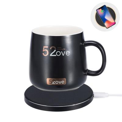 China Viable 2 in 1 Thermostatic Ceramic Wireless Charger Pad Christmas Mug Fast Wireless Charging for Smartphones for sale