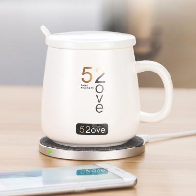 China Viable Temperature Control Porcelain Ceramic Mug With Wireless Mug Warmer/Phone Charger Home Or Office Use for sale