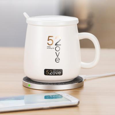 China Self Heating Multifunctional Self Heating Coffee Mug With Cordless Mobile Coffee Cup Filling Warmer Desktop Constant Heated for sale