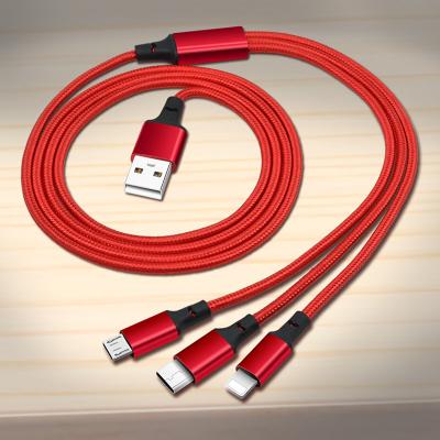 China MP3/MP4 Player USB Cable 3 in1 Universal USB Charging Universal Braided Nylon Cable for sale