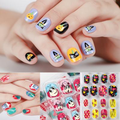 China Healthy Easy Apply Non Toxic Full Cover Kid Cartoon 24pcs High Quality Private Label Cartoon Christmas Kids Nails Press On Nails Kids Nails for sale