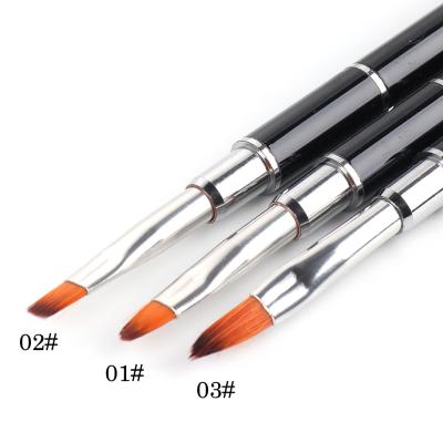 China Easy Apply Double Headed Manicure Glue Pen Logo Nail Art Brush Private Custom Double Ended High Quality Nail Art Brush Metal for sale