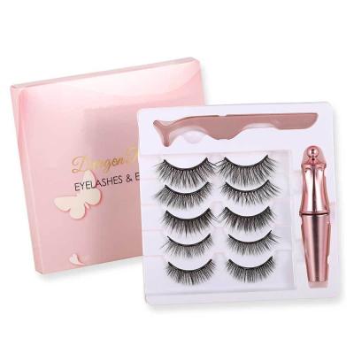 China Easy Apply Long Lasting Kit Customized Eyelash Packaging Wholesale 5 Pairs Eyelash Extension Magnetic False Eyelashes for sale