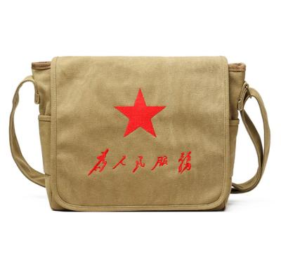 China Retro Red Army NATIONAL Bag Satchel Red Army Canvas Liberation Leisure Student Nostalgic Student Bag for sale