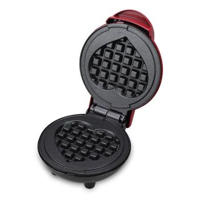 China Adjustable Thermostat for People, Paninis, Hash Browns with Easy Clean, Non-Stick Sides Red Heart 4 Thumb Mini Waffle Maker Machine for sale