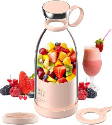 China High Quality 380ml 6 Blades Mini Electric Portable Rechargeable USB Juicer Car Fruit Juicer Popular Blender Pink for sale