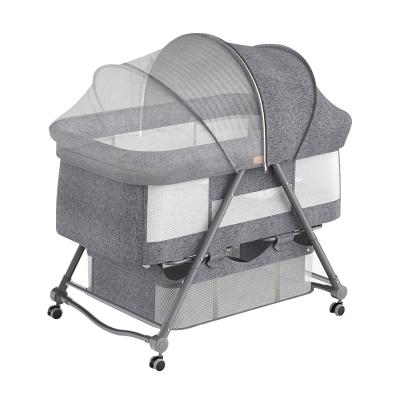 China Metal+fabric Portable Baby Cribs Folding Bedside Portable Folding Cradle Baby Swing Baby Cradle for sale