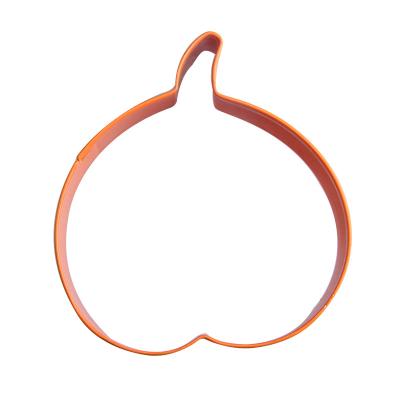 China Sustainable Cute Peach Form Cookie Mold Tools With Orange Coating Stainless Steel Cookie Cutter For Baking for sale