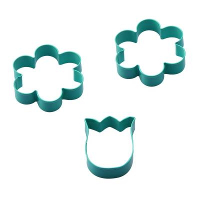 China 3pcs Stainless Steel Color Food Grade Flowers Tulip Baking DIY Blue Liner Cookie Cutter Viable For Baking for sale