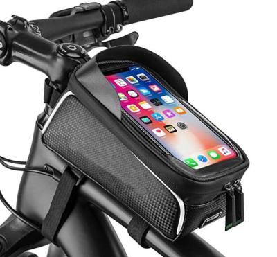 China Durable Fiber Mountain Bike Equipment Front Bicycle Bags Waterproof With Mobile Mount Rack for sale