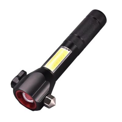 China Emergency Safety Hammer USB Rechargeable Flashlight Cutting Flashlight Led Torch Magnetic Charging Flashlight for sale