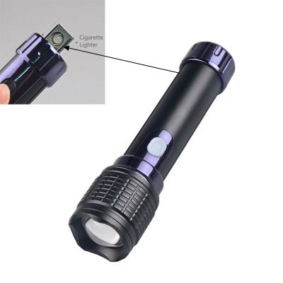 China High Power LED Tactical Flashlight USB Camping Rechargeable Torch Flashlight With Cigarette Lighter for sale