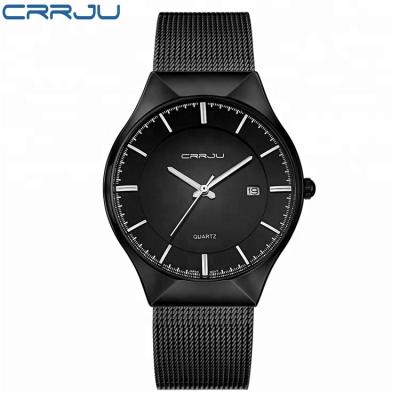 China Hot sale automatic date mesh stainless steel quartz CRRJU 2127 wrist watch for men for sale