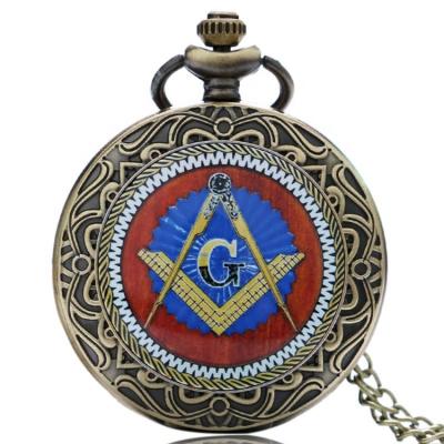 China Fashion Men Women Quartz Freemason Analog Non-Specific Pocket Watch With Chian for sale