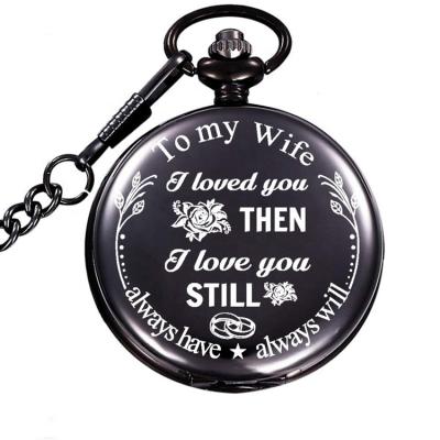 China Birthday Gift Non-Specific Luxury Quartz Unisex Black Personalized Pocket Watch for sale