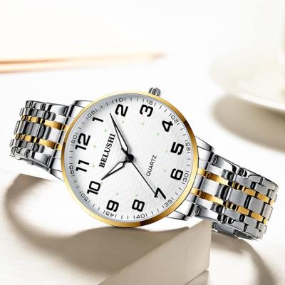 China New Automatic Date Fashion Mens Womens Stainless Steel Quartz Couples Analog Watch for sale