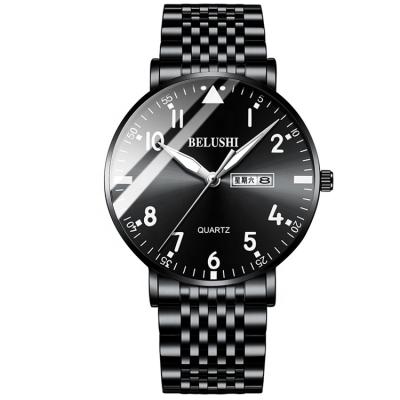 China Belushi Automatic Date Mens Stainless Steel Sports Day Date Luxury Quartz Watch for sale